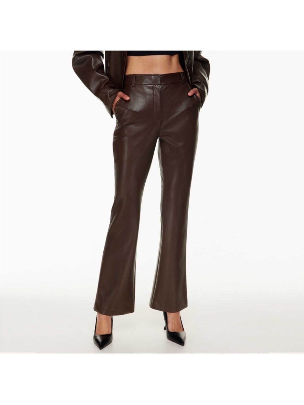 Babaton Aritzia Program Flare Pant Vegan Leather 12 Minimalist Edgy Corporate